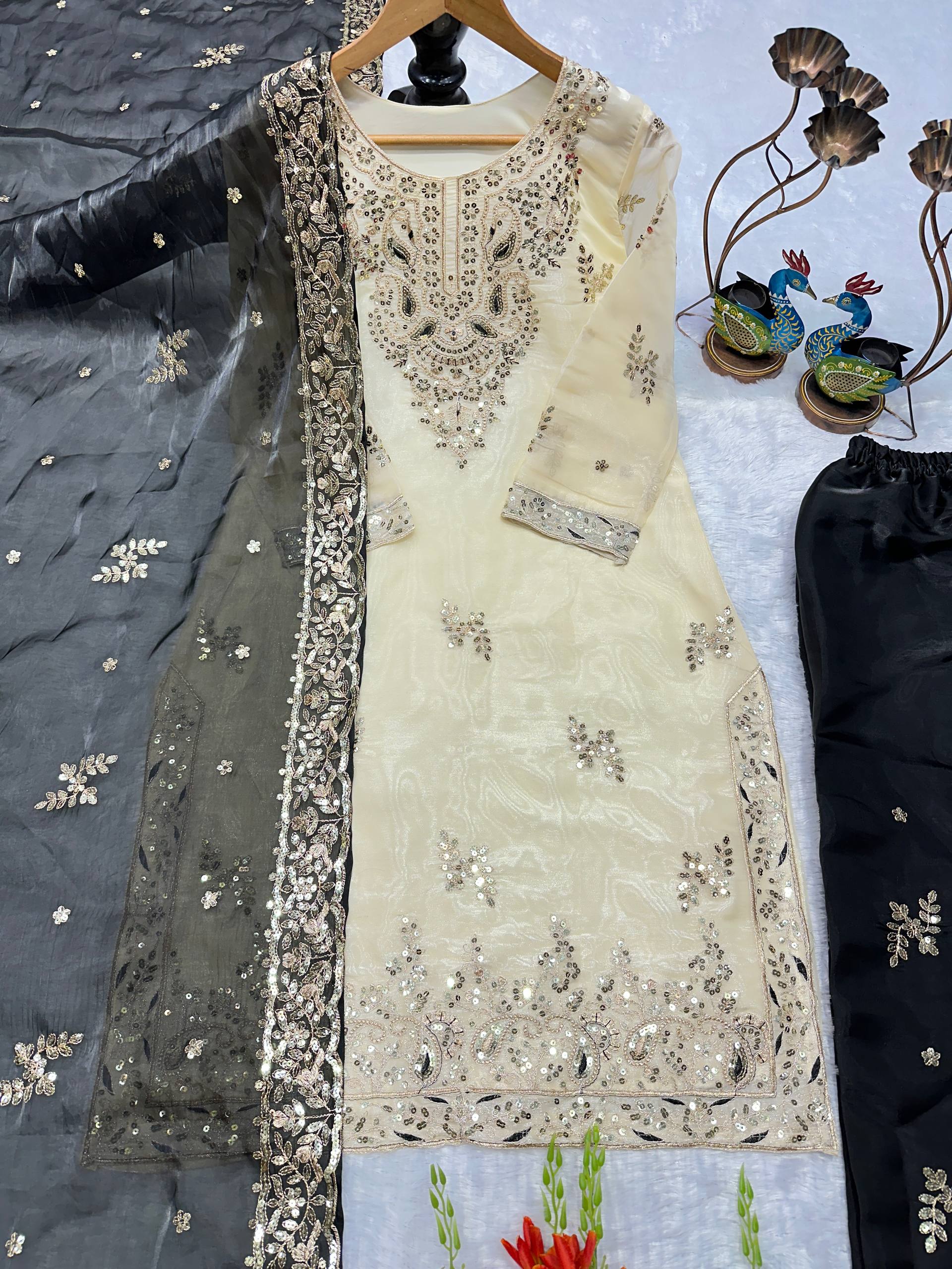 Regal Pearl & Burgundy Palazzo Couture